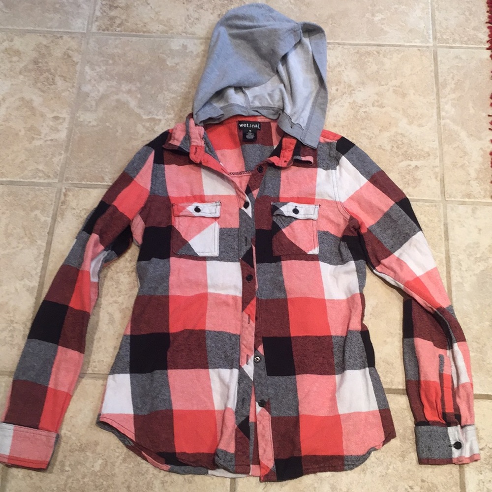 Wet Seal Hooded Flannel
